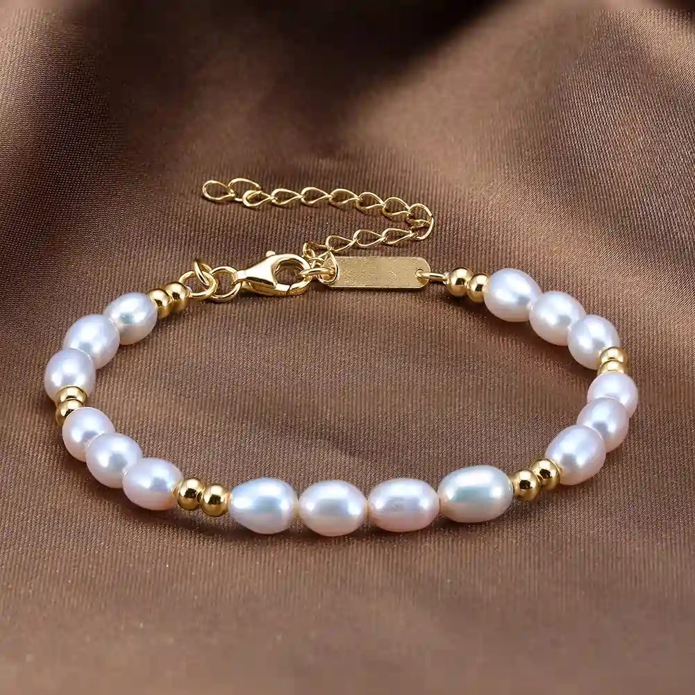 Brățară din Argint cu Perle Naturale de Cultură Golden Touch Pearl Line [2]