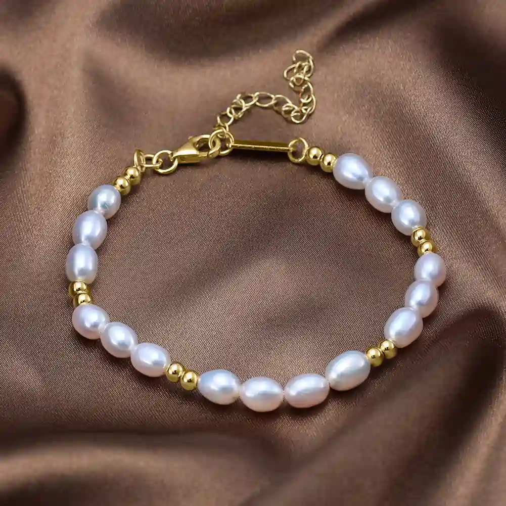 Brățară din Argint cu Perle Naturale de Cultură Golden Touch Pearl Line [3]