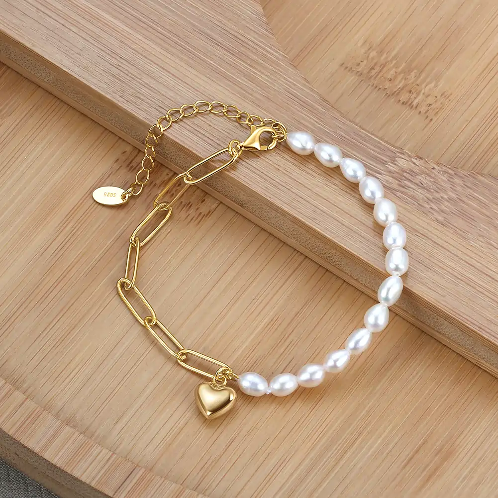 Brățară din Argint cu Perle Naturale de Cultură Heart & Harmony Gold [3]