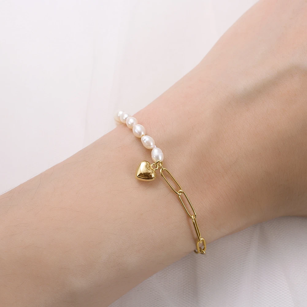 Brățară din Argint cu Perle Naturale de Cultură Heart & Harmony Gold [4]