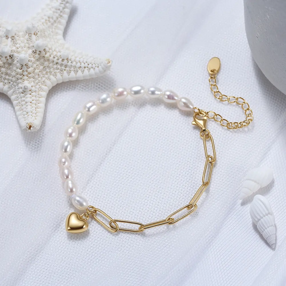 Brățară din Argint cu Perle Naturale de Cultură Heart & Harmony Gold [2]