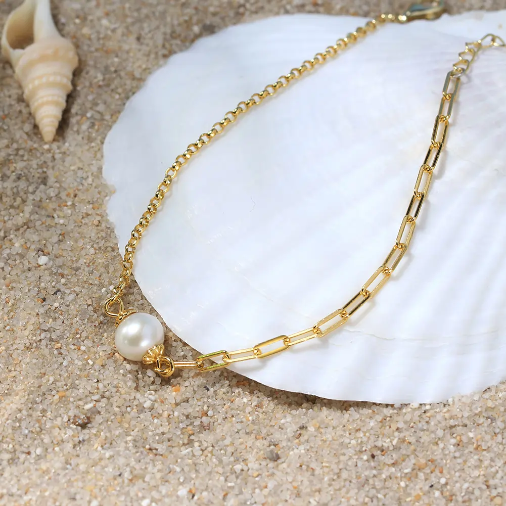 Brățară din Argint cu Perle Naturale de Cultură Link & Shine Pearl Gold [5]
