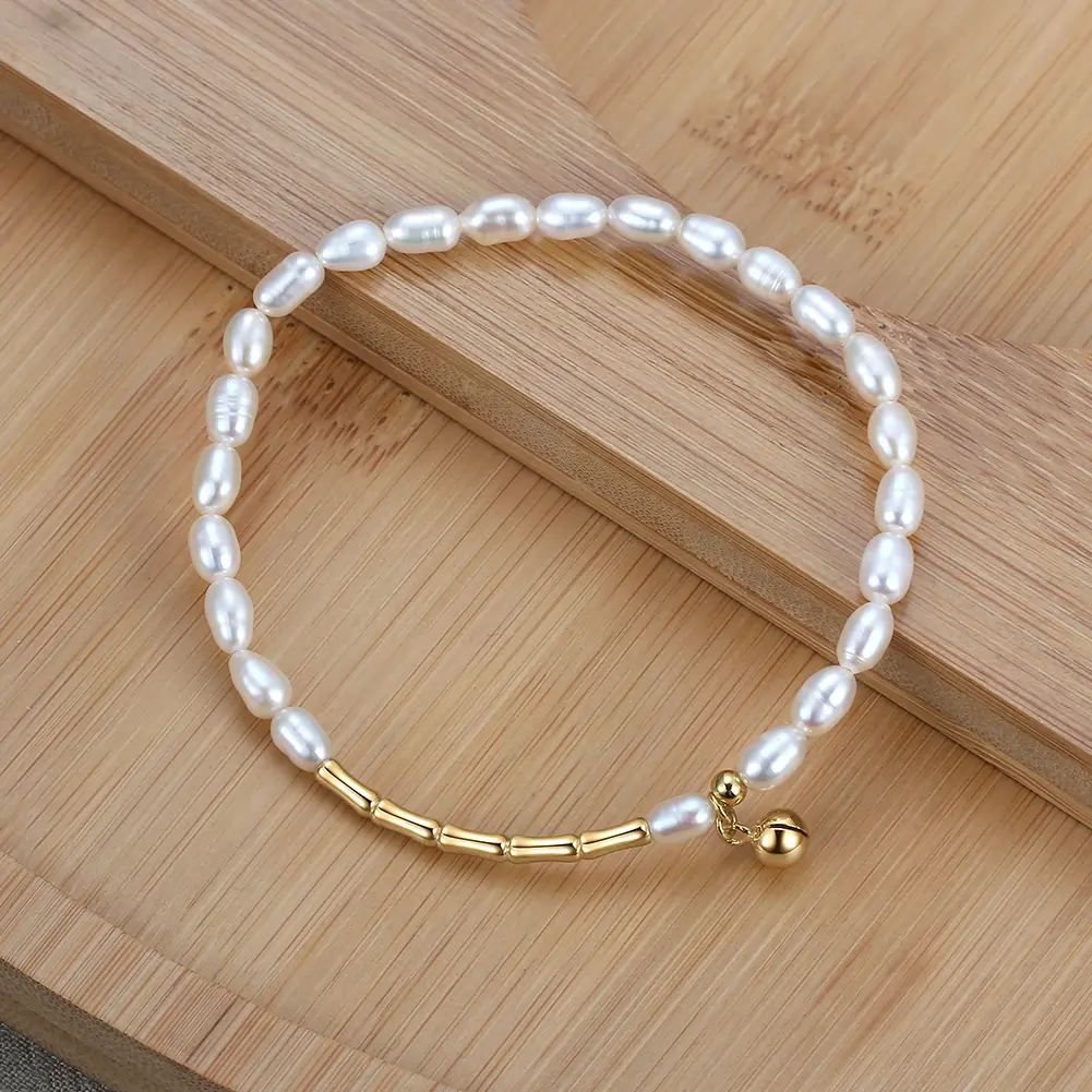 Brățară din Argint cu Perle Naturale de Cultură Pearl Melody Gold [3]
