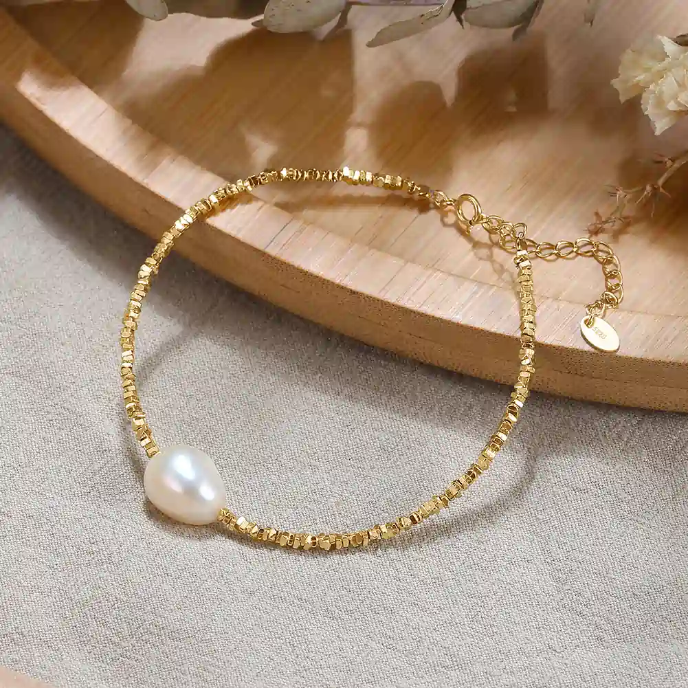 Brățară din Argint cu Perle Naturale de Cultură Sculpted Shine Pearl Gold [3]