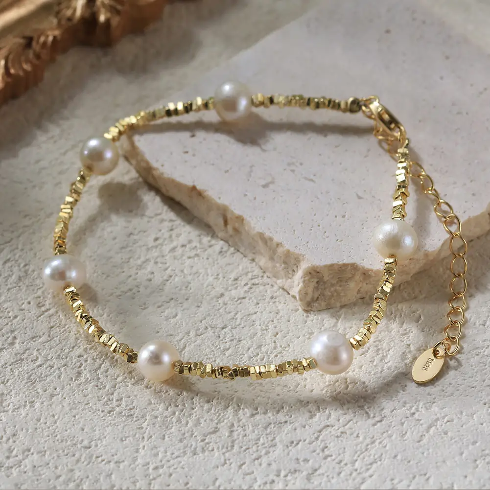 Brățară din Argint cu Perle Naturale de Cultură Shine Pearl Golden [2]