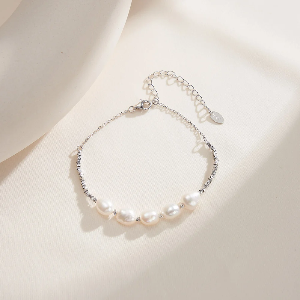 Brățară din Argint cu Perle Naturale de Cultură Silver Flow Baroque [2]