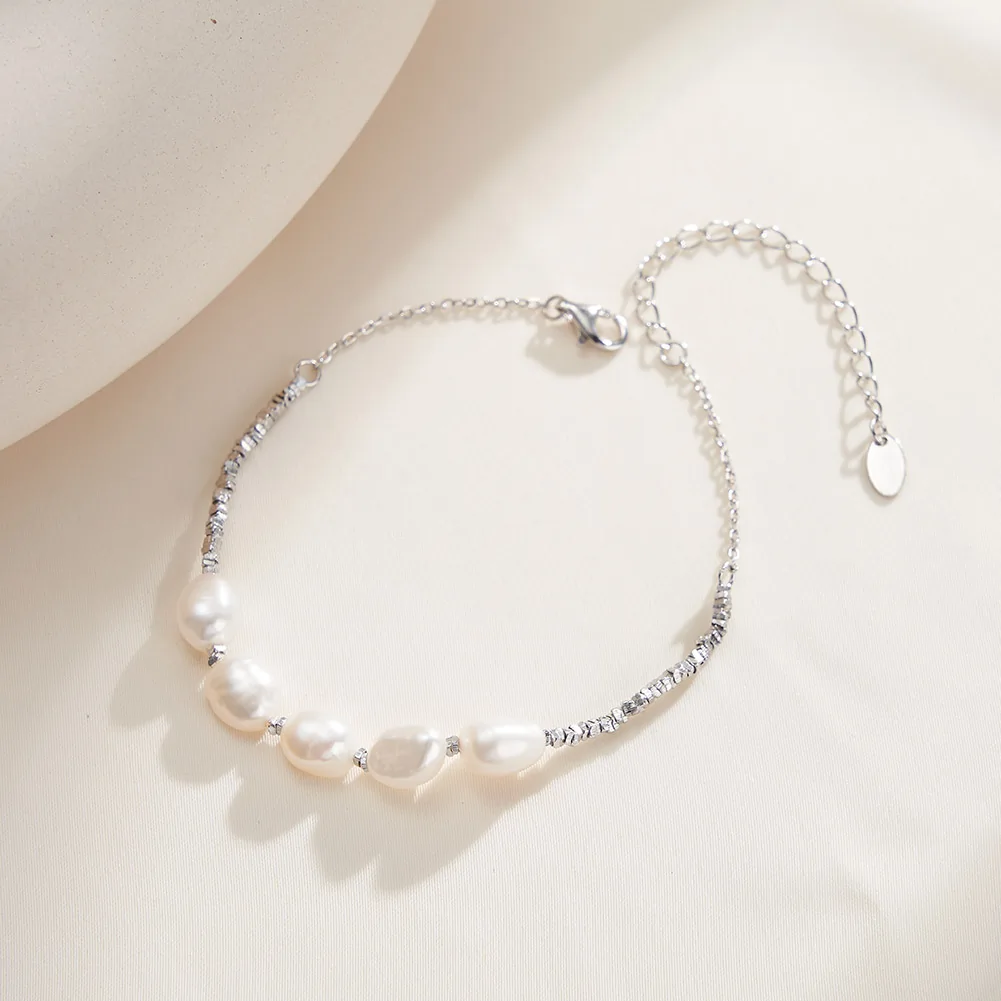 Brățară din Argint cu Perle Naturale de Cultură Silver Flow Baroque [3]