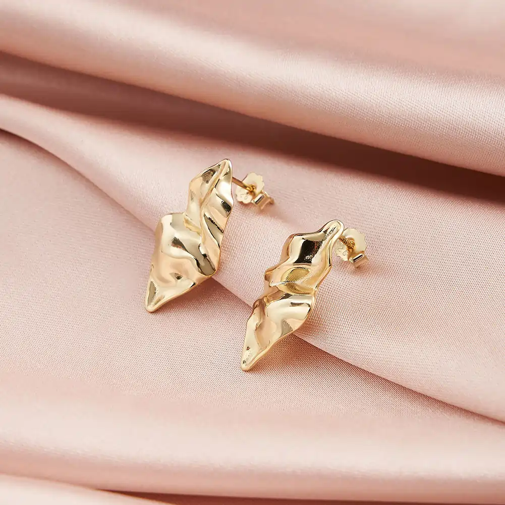 Cercei din Argint Abstract Sculptural Stud Gold [2]