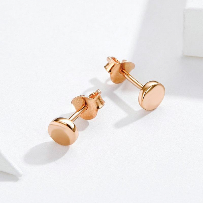 Cercei din argint Button Stud Rose [5]