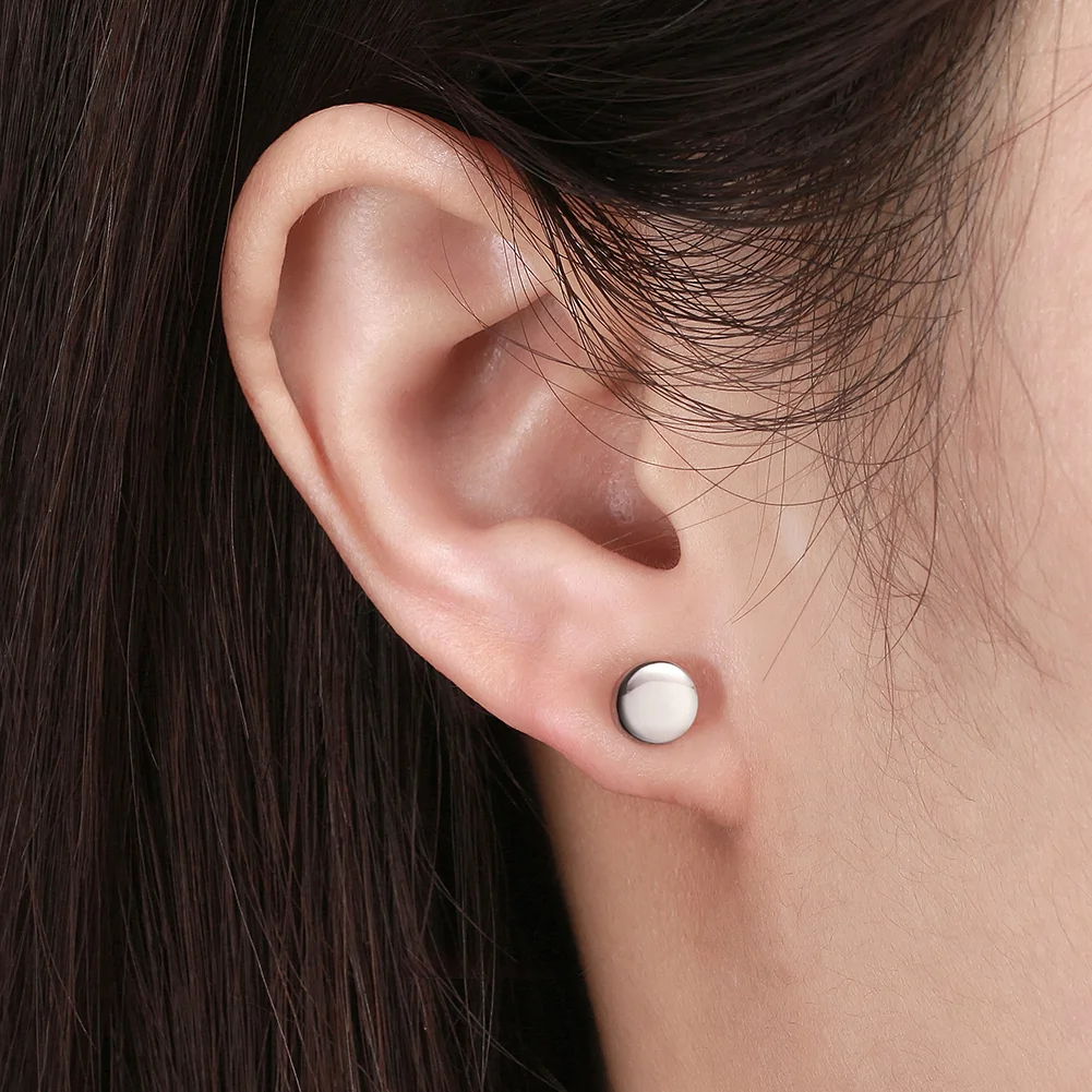 Cercei din Argint Buttons Gold Stud [4]