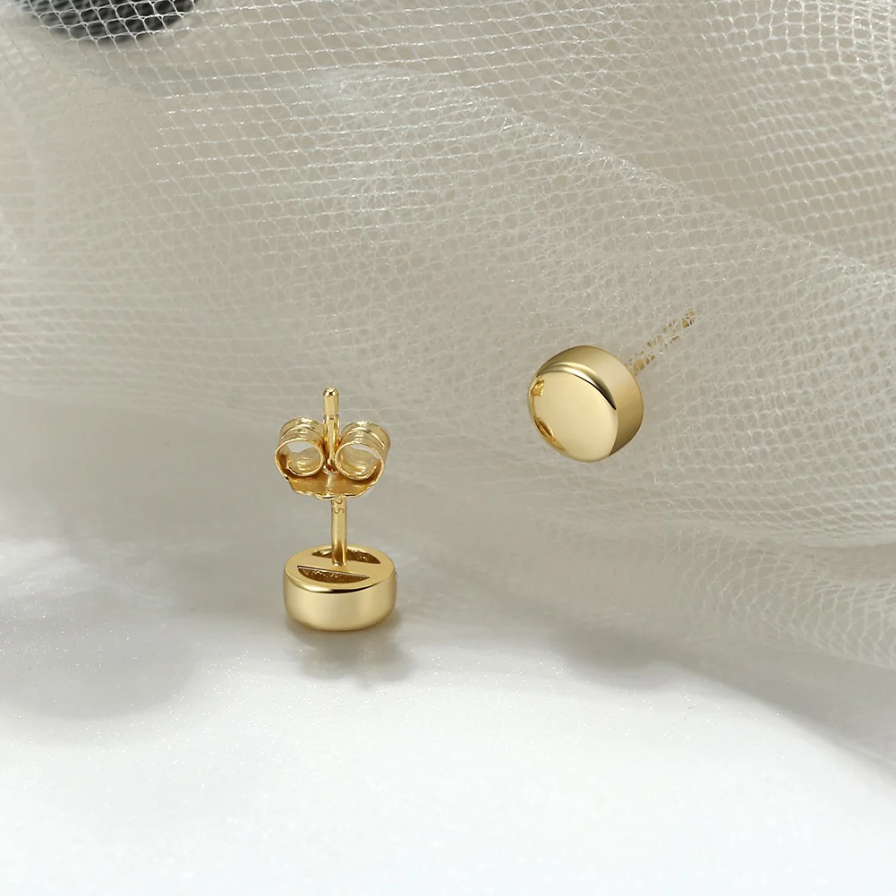 Cercei din Argint Buttons Gold Stud [3]