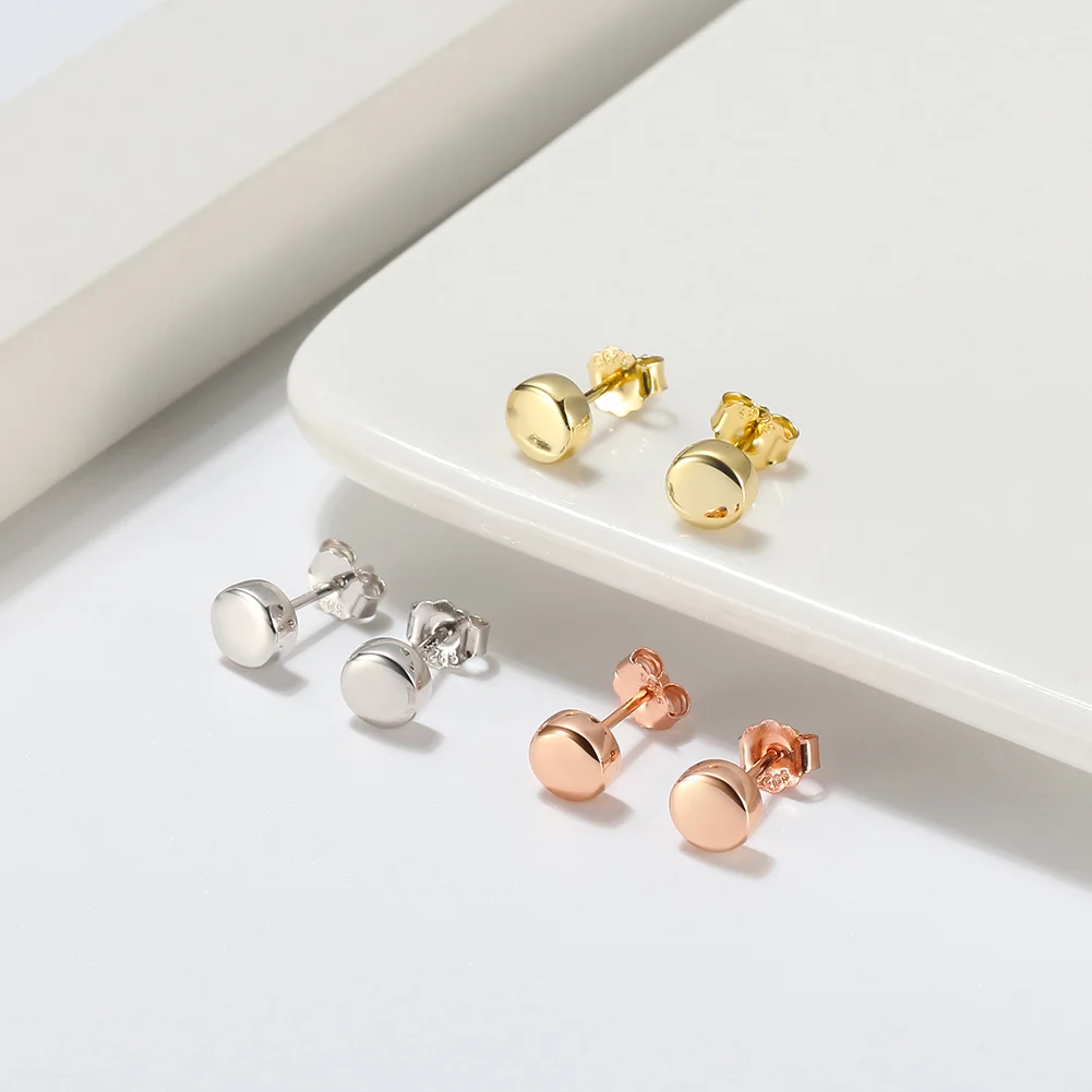 Cercei din Argint Buttons Gold Stud [2]