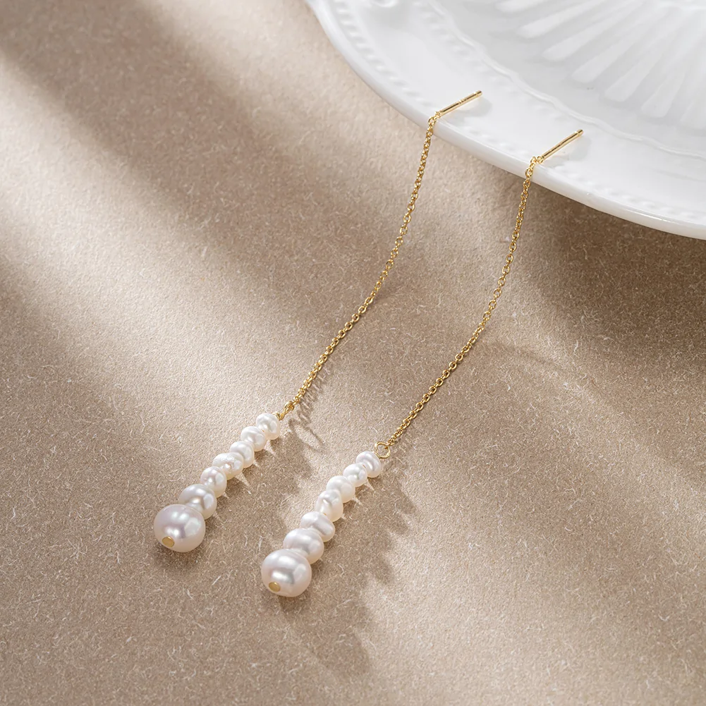 Cercei din Argint Cascading Pearl Elegance [3]