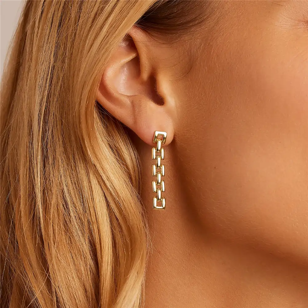 Cercei din Argint Chain Earrings Golden [4]