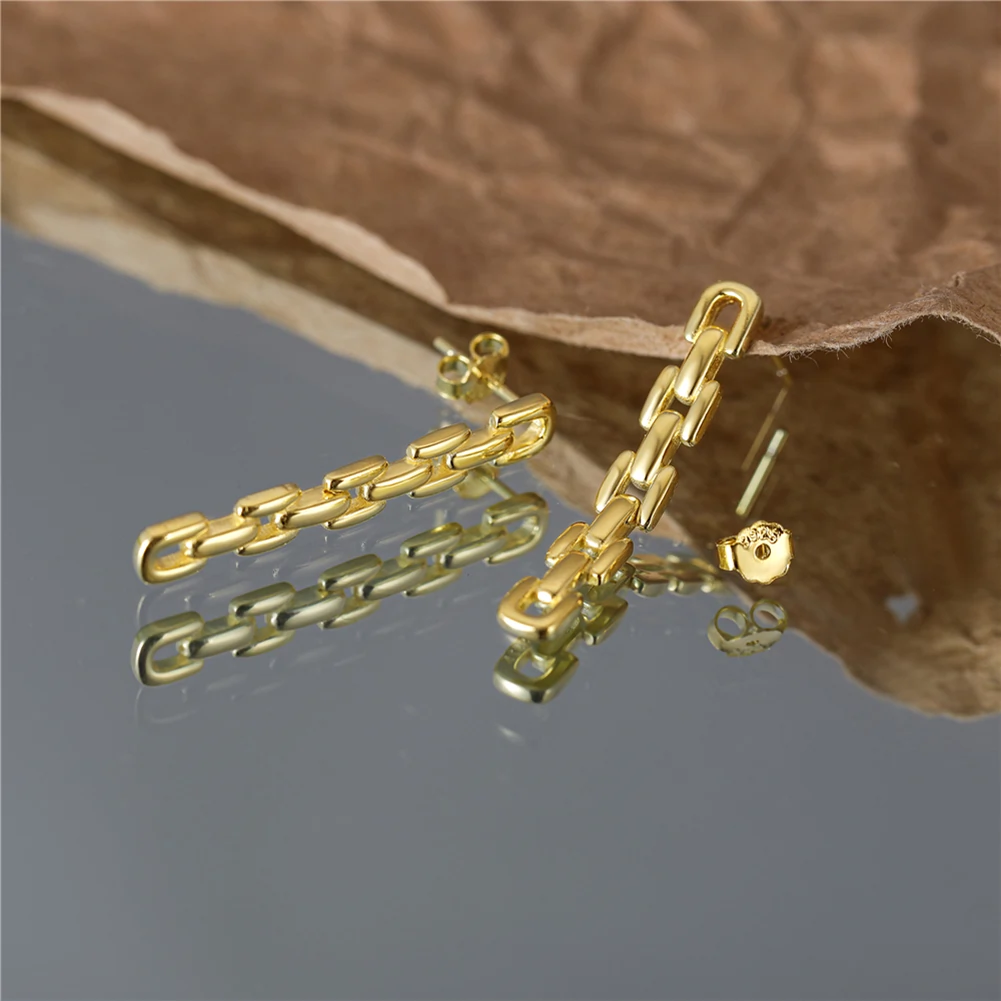 Cercei din Argint Chain Earrings Golden [2]