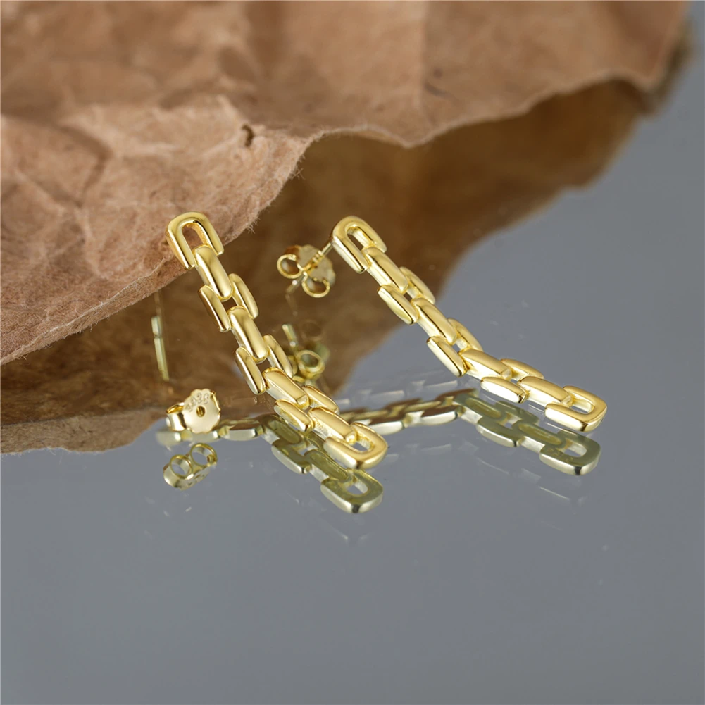 Cercei din Argint Chain Earrings Golden [3]