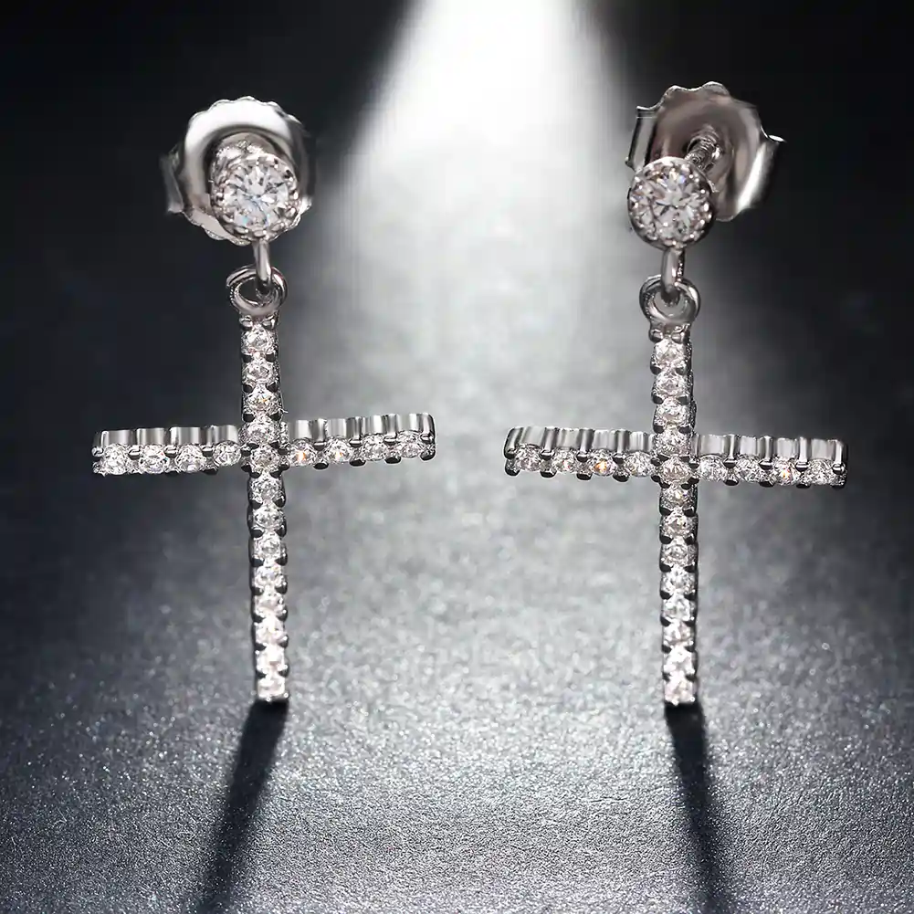 Cercei din Argint Cross Drop Earrings Silver [2]