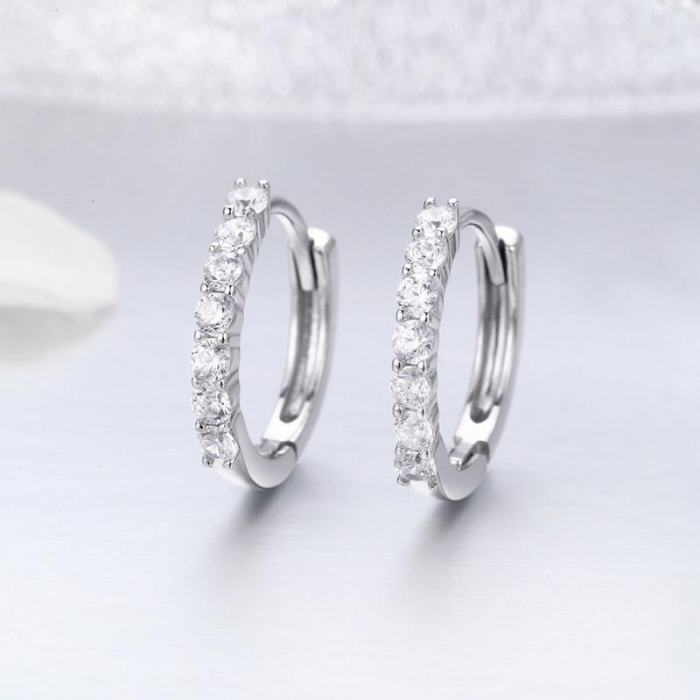 Cercei din argint Crystal Hoop [3]