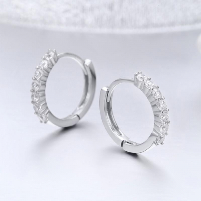 Cercei din argint Crystal Hoop [4]