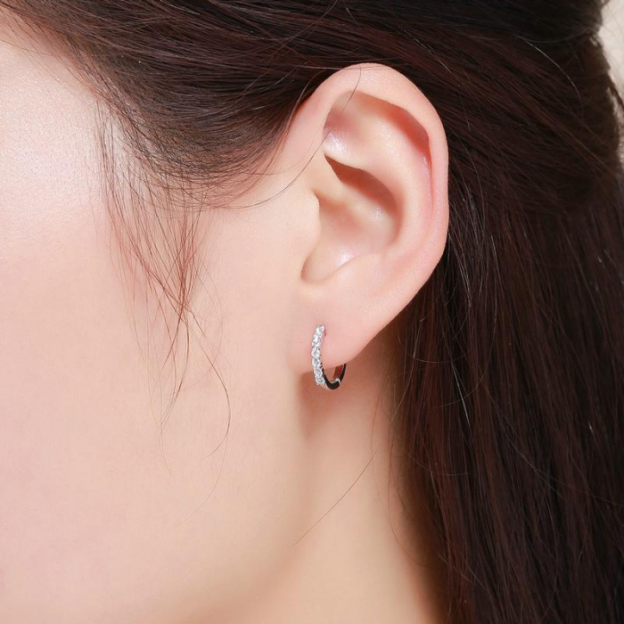 Cercei din argint Crystal Hoop [2]