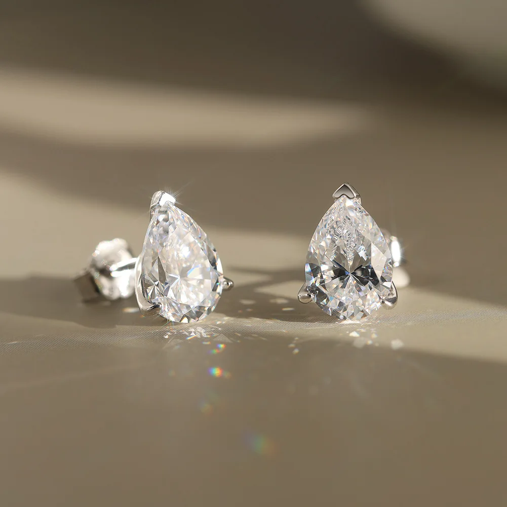Cercei din argint cu moissanite Pear Moissanite Argintiu [2]