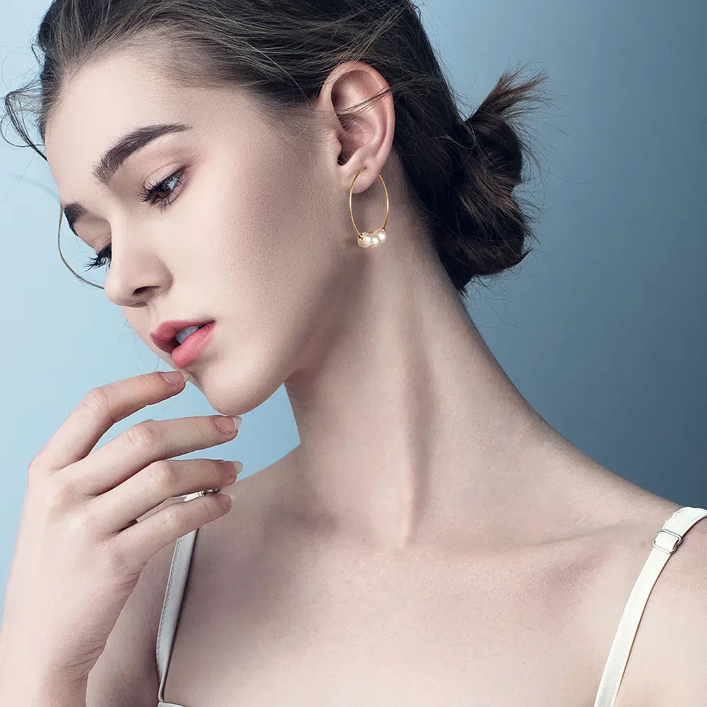 Cercei din Argint cu Perle Naturale Circle Grace Gold [4]