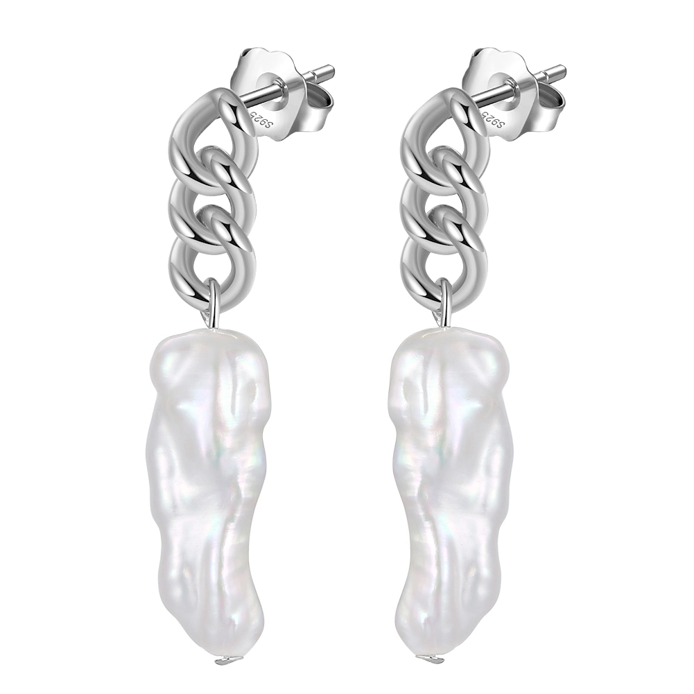 Cercei din Argint cu Perle Naturale de Cultură Bold Baroque Silver [1]
