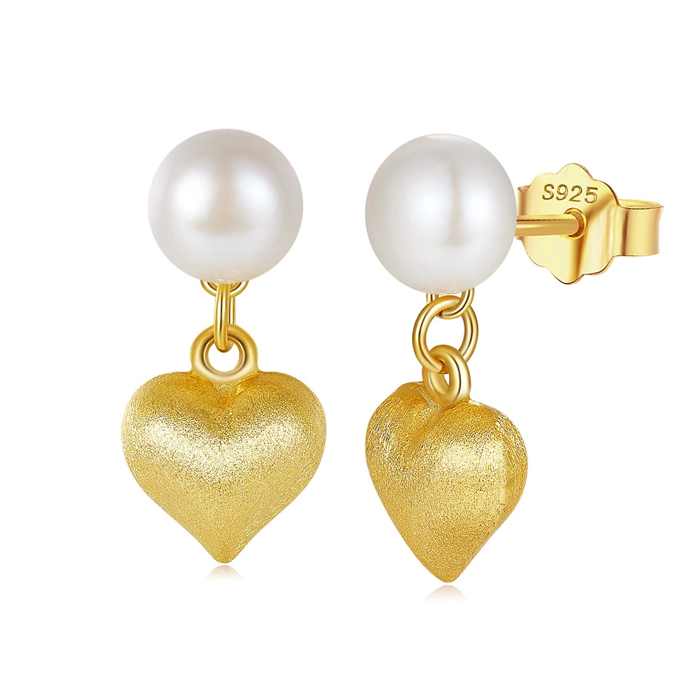 Cercei din Argint cu Perle Naturale de Cultură Golden Heart Pearls [1]