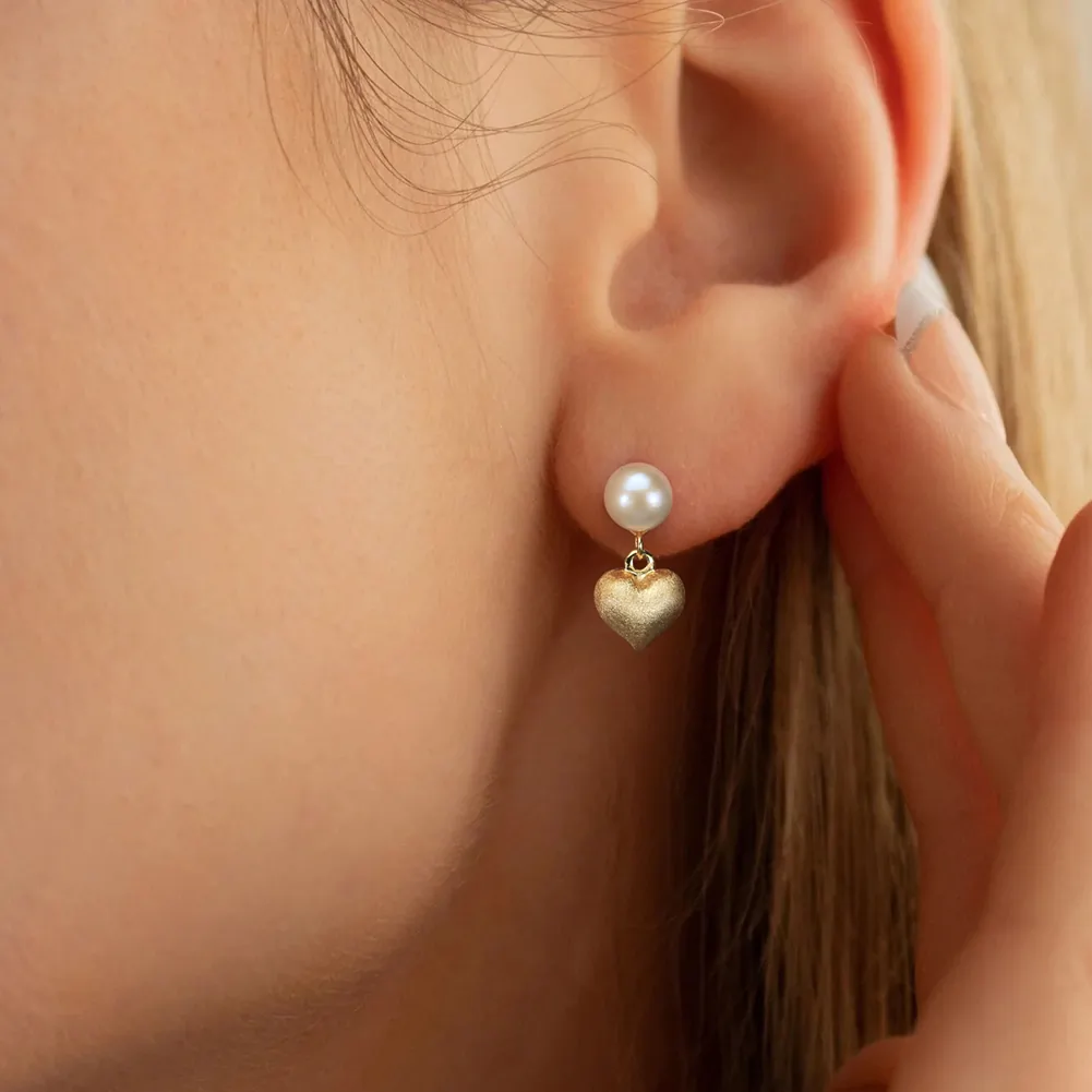 Cercei din Argint cu Perle Naturale de Cultură Golden Heart Pearls [3]