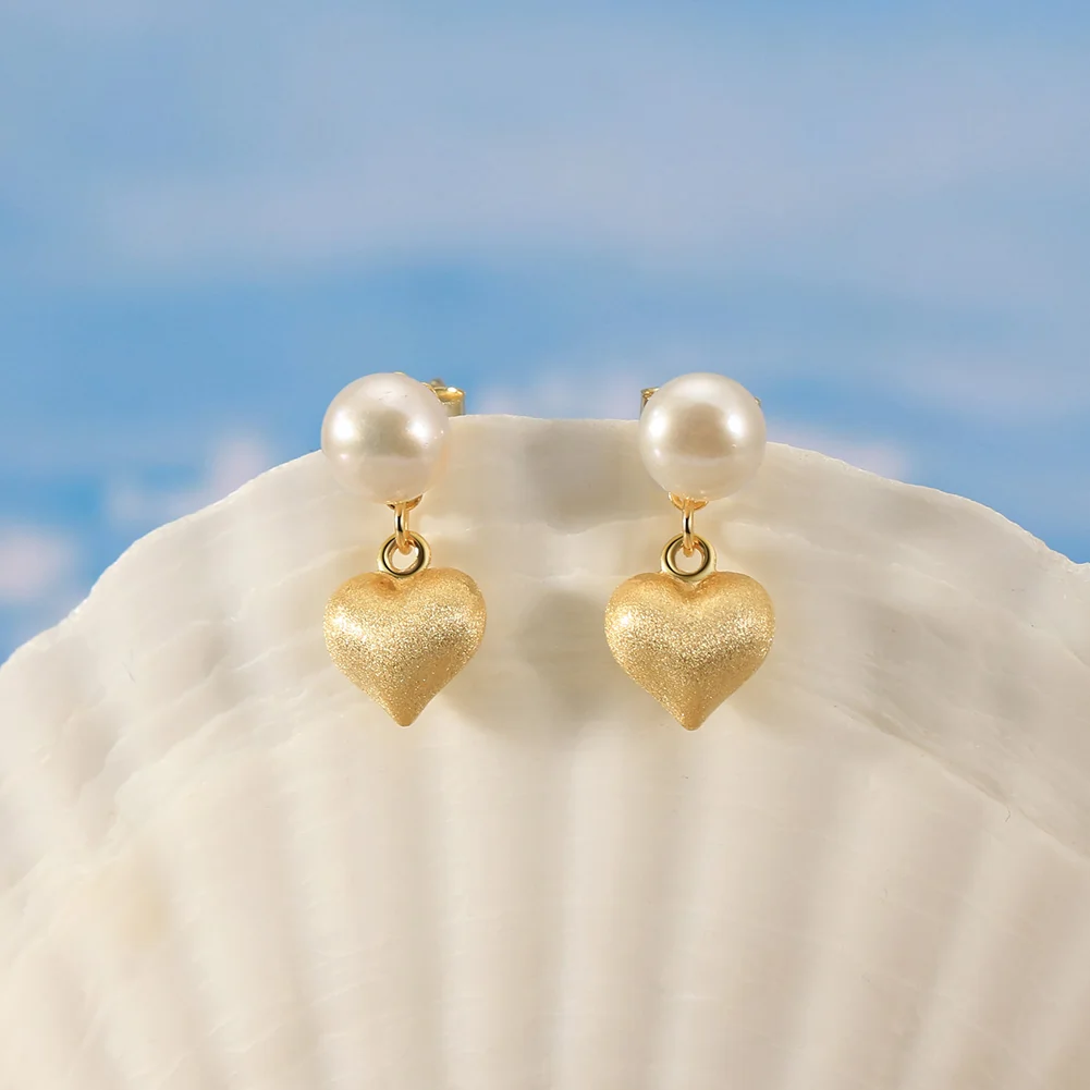 Cercei din Argint cu Perle Naturale de Cultură Golden Heart Pearls [4]
