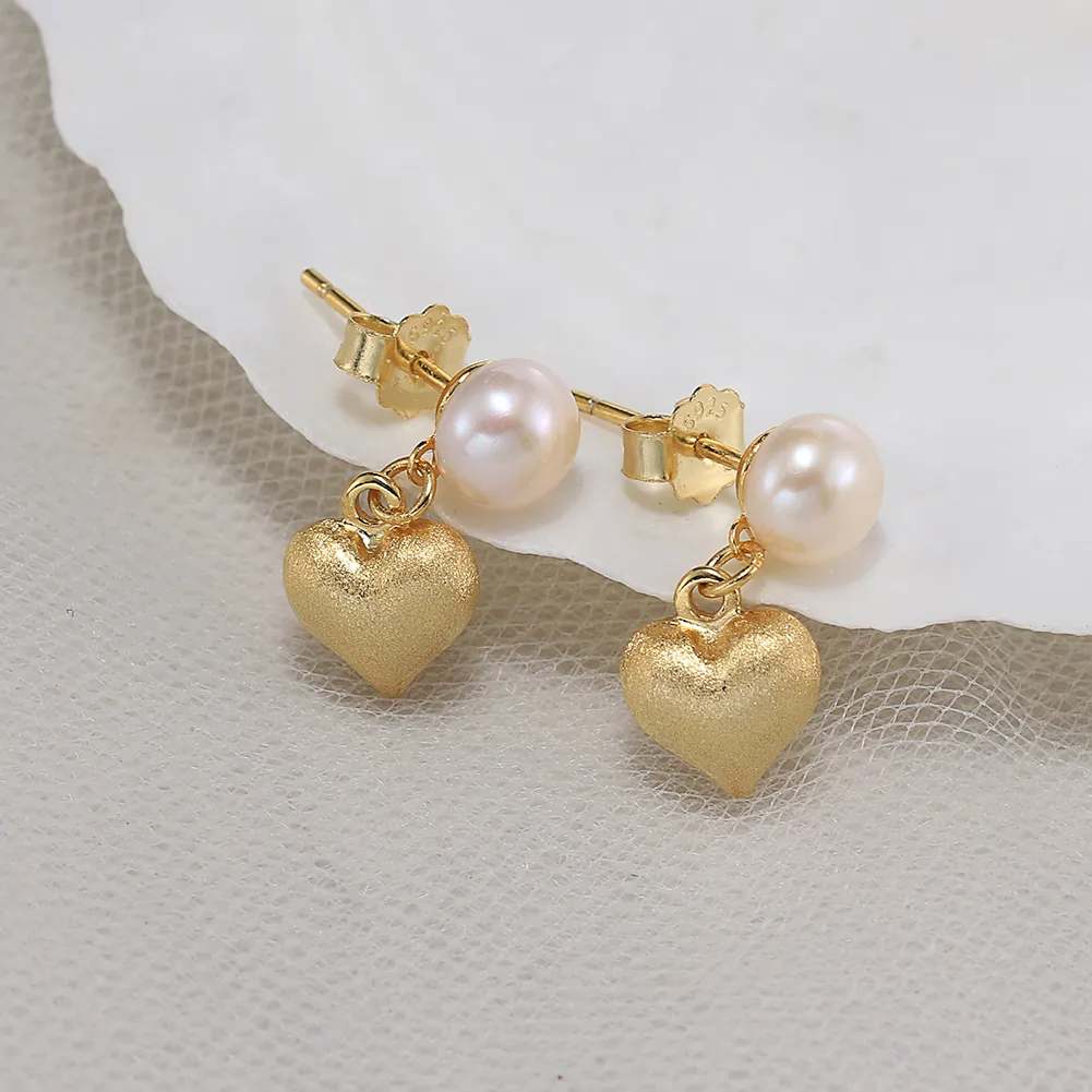 Cercei din Argint cu Perle Naturale de Cultură Golden Heart Pearls [2]