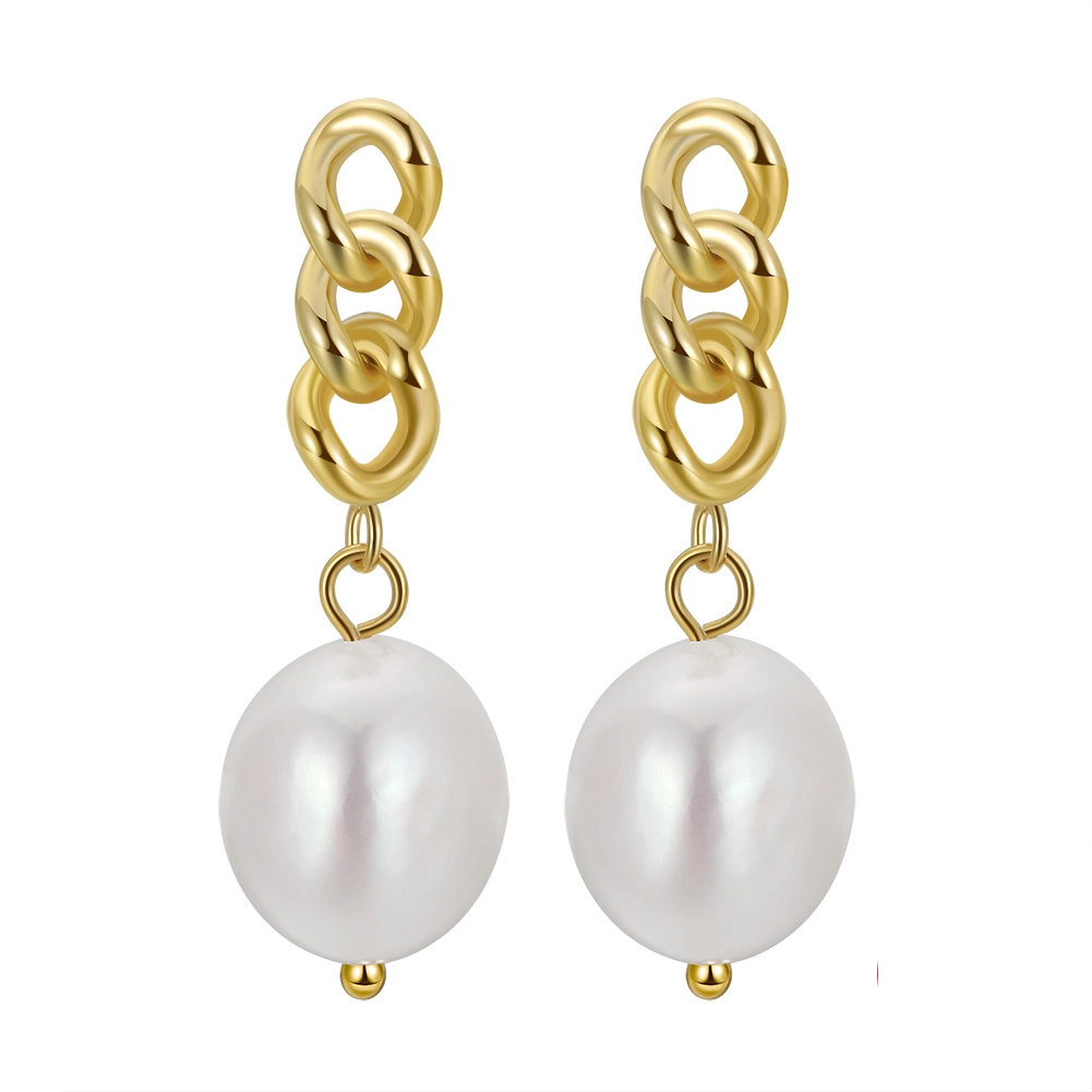 Cercei din Argint cu Perle Naturale de Cultură Golden Pearl Charm [1]