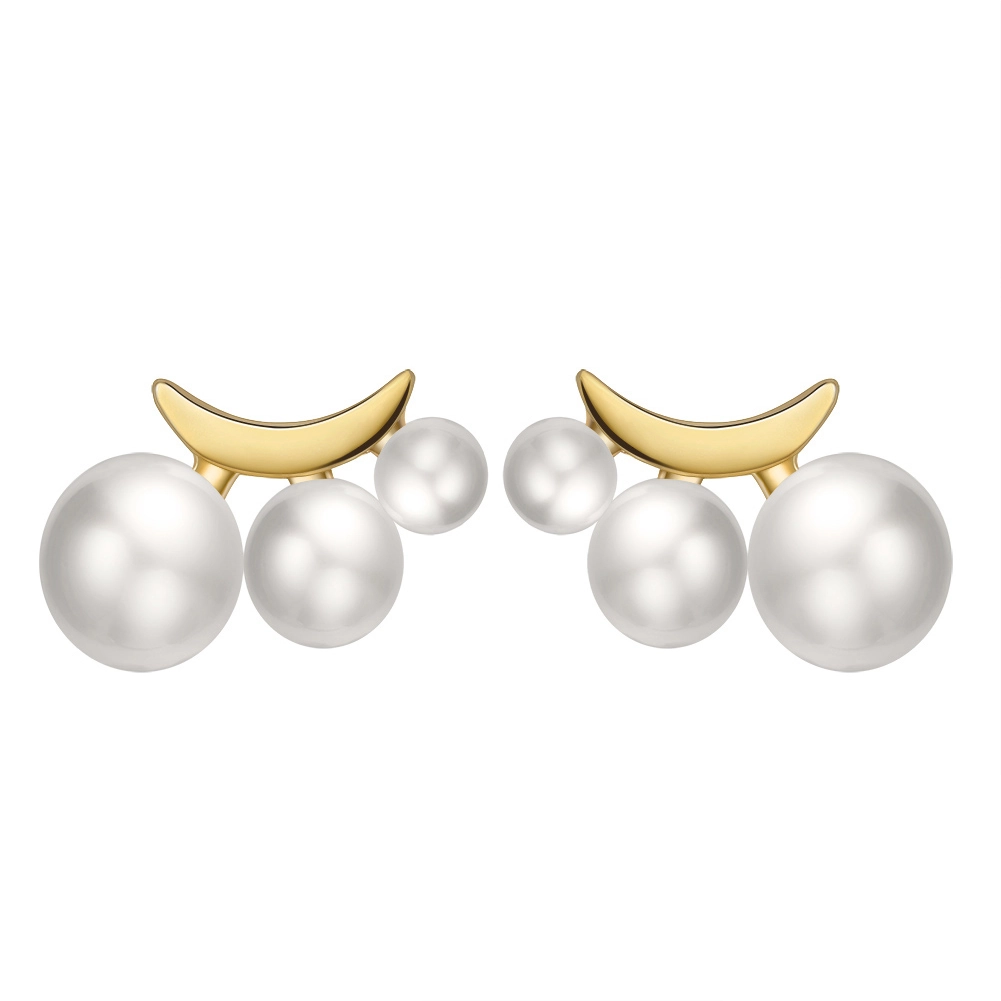 Cercei din Argint cu Perle Naturale de Cultură Luna Pearl Gold [1]