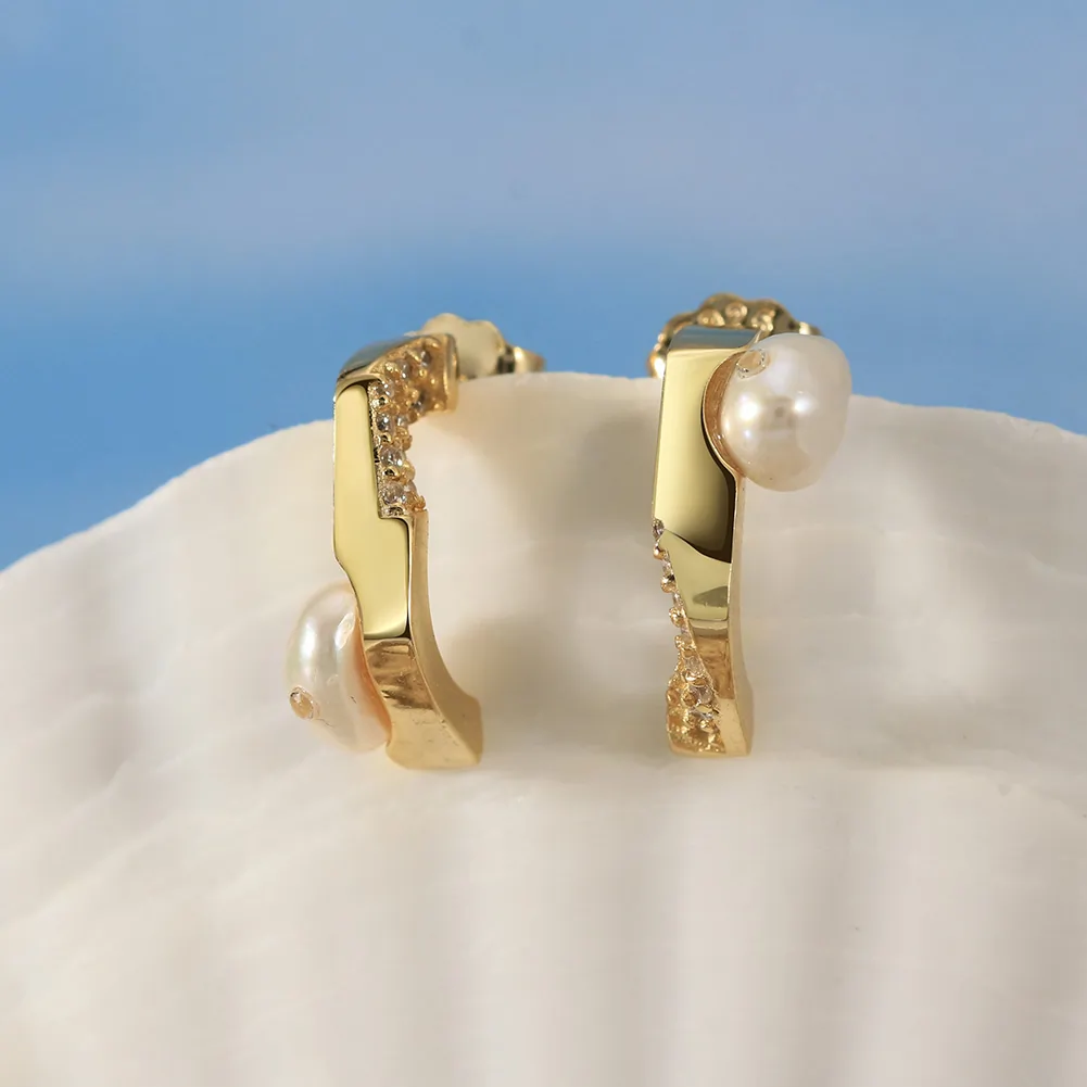 Cercei din Argint cu Perle Naturale de Cultură Luxe Pearl Arc [4]