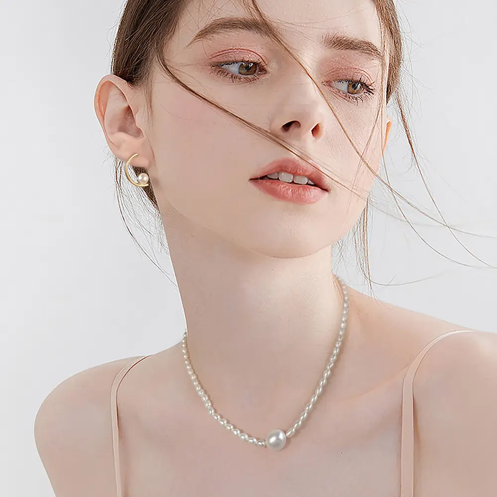 Cercei din Argint cu Perle Naturale de Cultură Orbit Pearl Hoops [5]