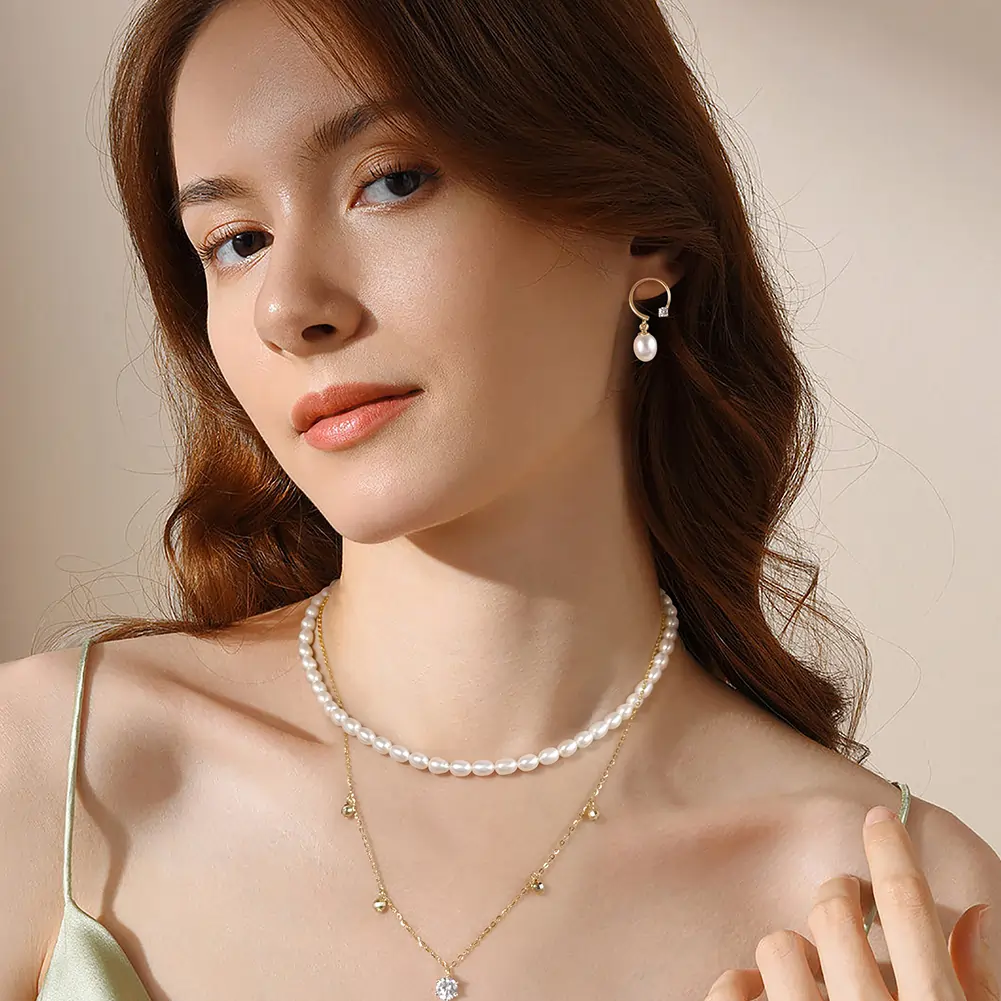 Cercei din Argint cu Perle Naturale de Cultură Pearl Charm Hoops [5]