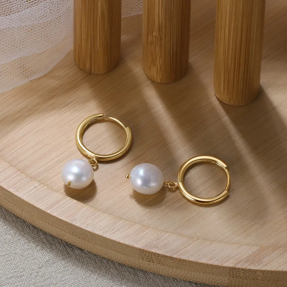 Cercei din Argint cu Perle Naturale de Cultură Pearl Glow Gold [2]