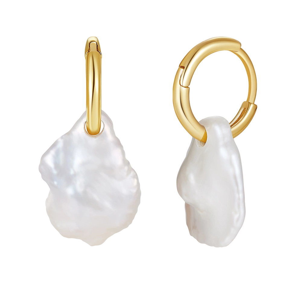 Cercei din Argint cu Perle Naturale de Cultură Pure Baroque Hoops [1]