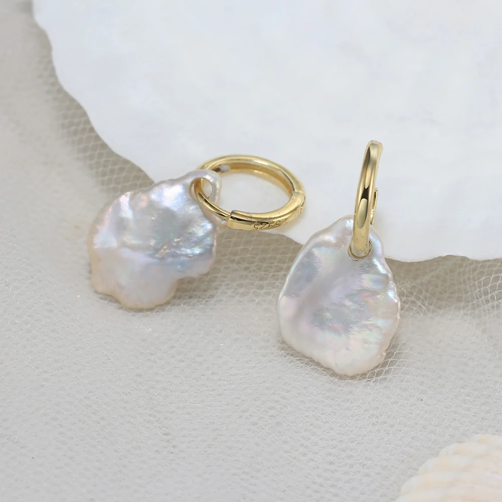 Cercei din Argint cu Perle Naturale de Cultură Pure Baroque Hoops [2]