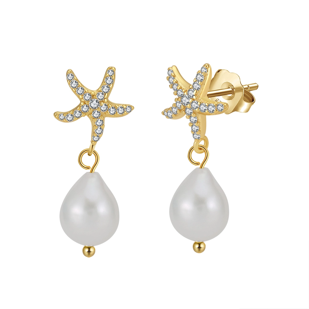 Cercei din Argint cu Perle Naturale de Cultură Starfish Pearl Drops [1]