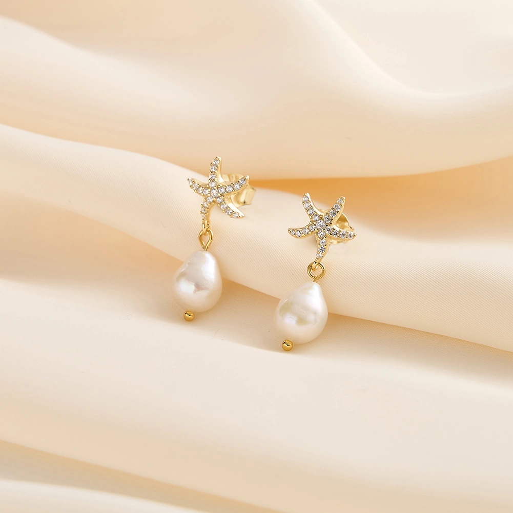 Cercei din Argint cu Perle Naturale de Cultură Starfish Pearl Drops [2]