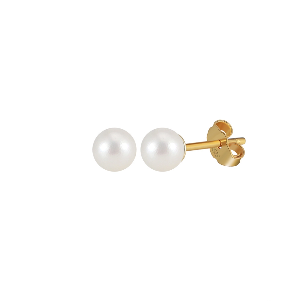 Cercei din Argint cu Perle Naturale de Cultură Sterling Gold [3]