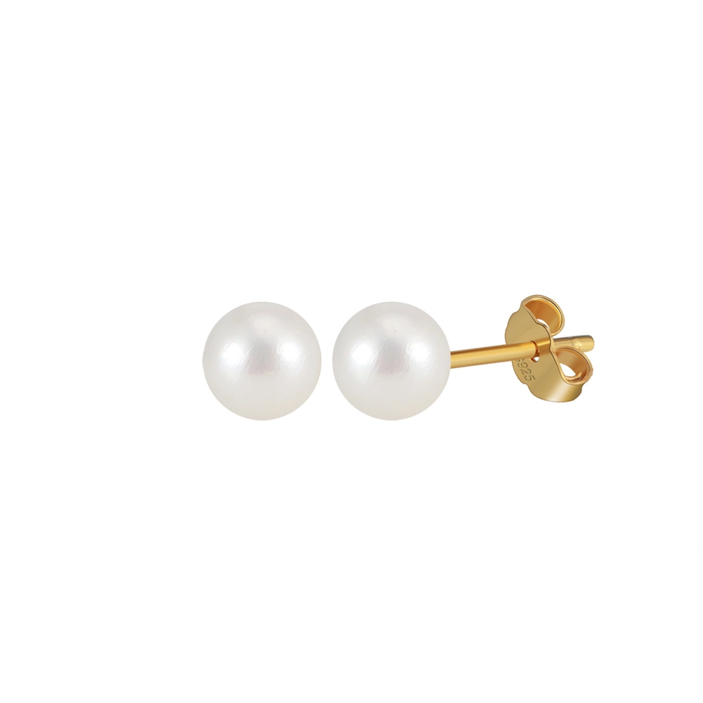 Cercei din Argint cu Perle Naturale de Cultură Sterling Gold [4]