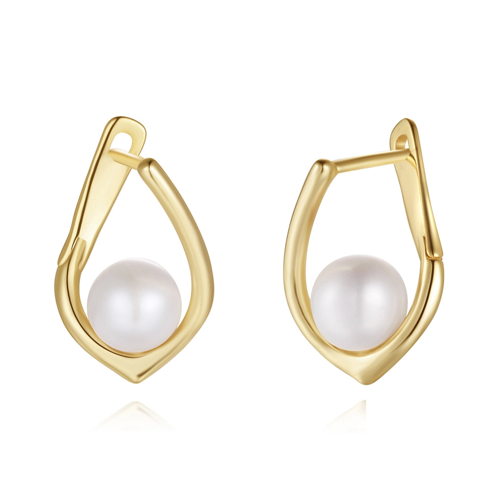 Cercei din Argint cu Perle Naturale de Cultură Teardrop Gold [1]