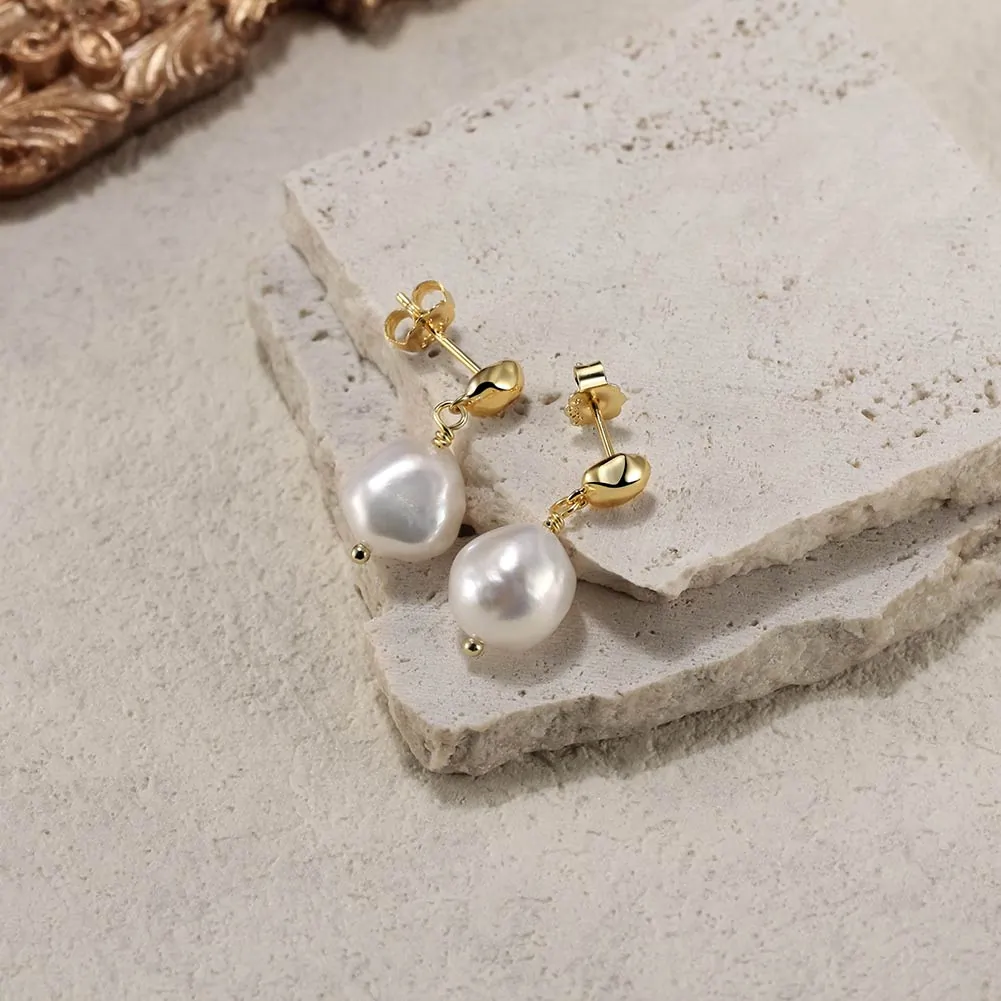 Cercei din Argint cu Perle Naturale Pearl Drop Earrings [3]