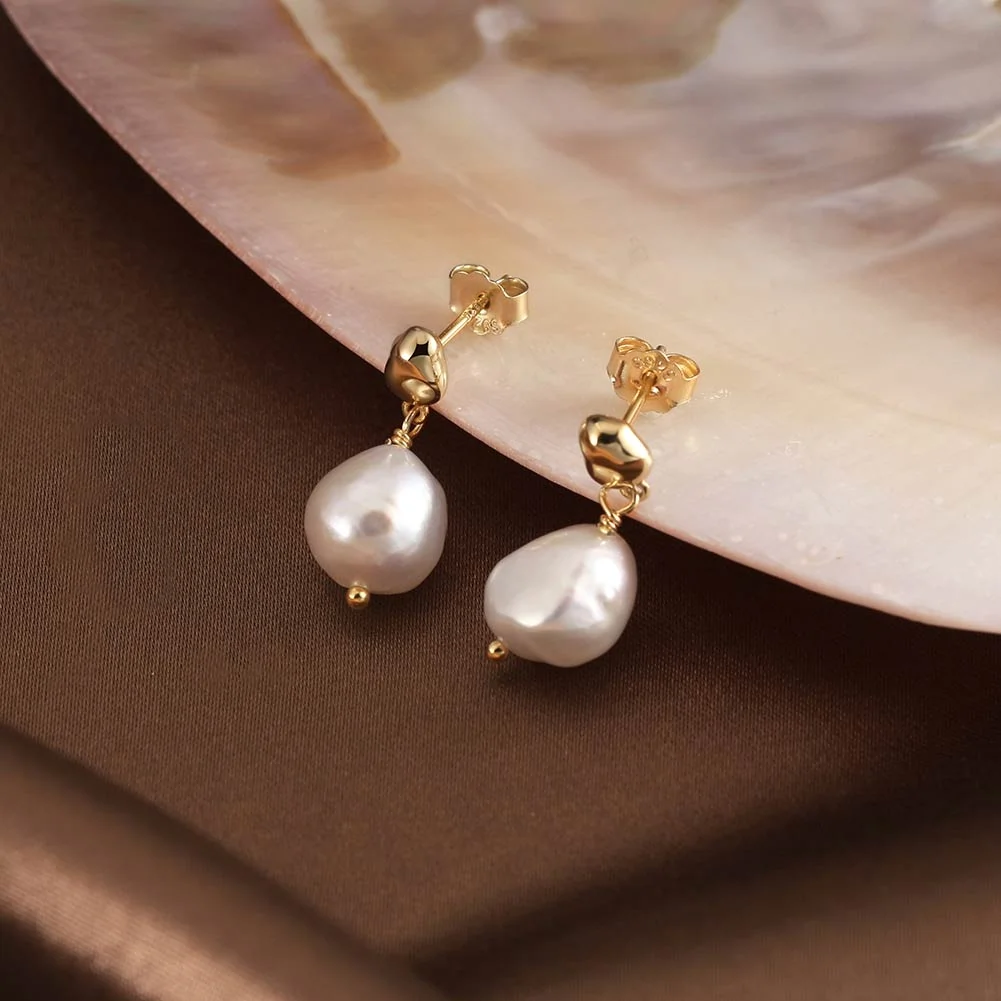 Cercei din Argint cu Perle Naturale Pearl Drop Earrings [4]