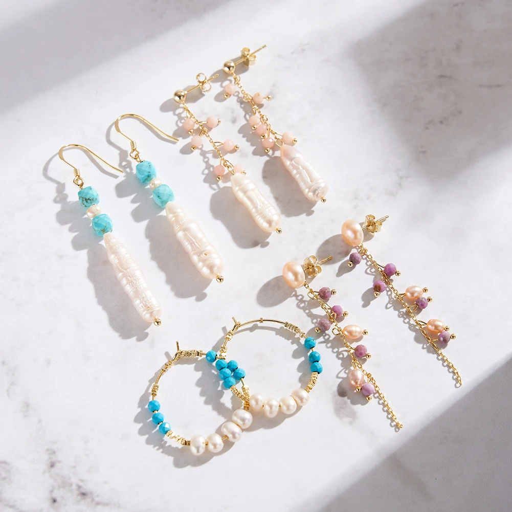 Cercei din Argint cu Perle Naturale și Piatră Turcoaz Elegance Earrings [5]