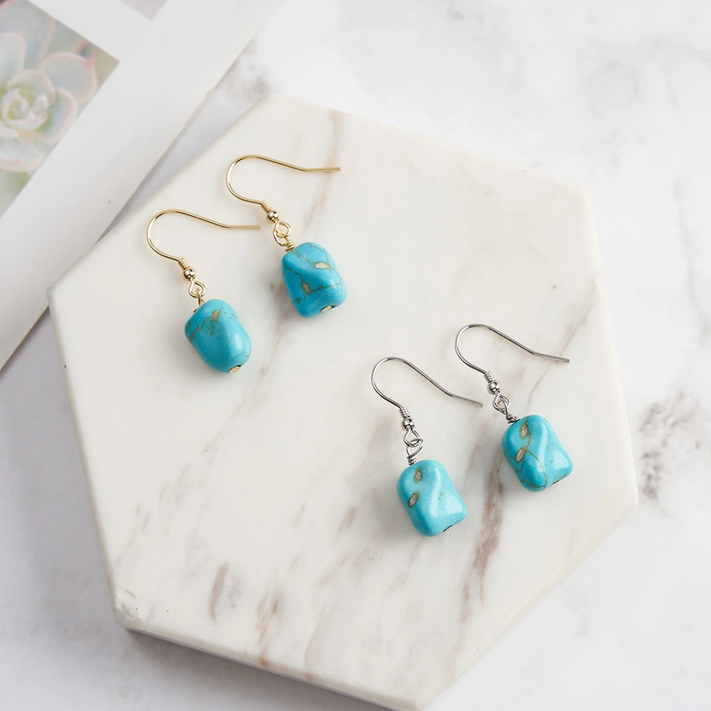 Cercei din Argint cu Piatră Naturală Turcoaz Dangle Turquoise Silver [4]