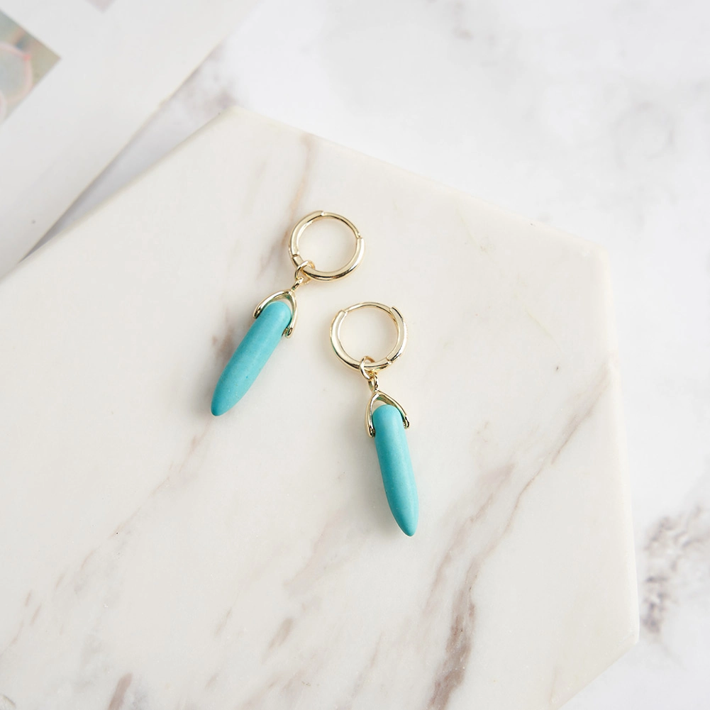 Cercei din Argint cu Piatră Naturală Turcoaz Elegant Turquoise Gold [2]