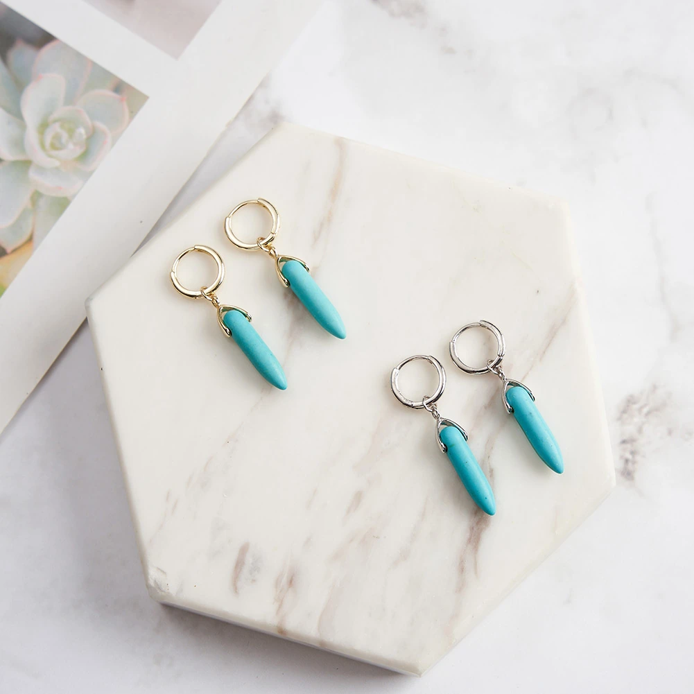 Cercei din Argint cu Piatră Naturală Turcoaz Elegant Turquoise Gold [4]